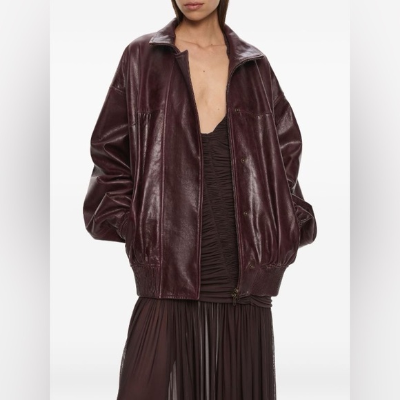 Vintage Wilsons Oxblood Leather Bomber Jacket Plush Lined Zip Front Size 42 - Picture 14 of 15